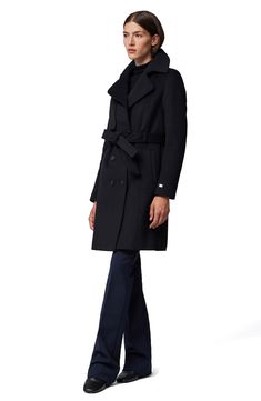 A cozy knit inner collar means cool-weather warmth in this belted coat made from a rich wool blend. 37" length ( size Medium) Notched lapels Removable inset has stand collar Gun flap Removable belt Lined 55% wool, 40% polyester, 5% other fibers Dry clean Imported Belted Coat, Cozy Knit, Wool Blend Coat, Cozy Knits, Black Coat, Stand Collar, Wool Blend, Dry Clean, Nordstrom