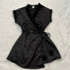 Black Robe From The Brand “ Seductive Wear “ Very Y2k, Dark Academia, Fairy, Goth Core But Also Classy And Sexy Size Small - Never Worn