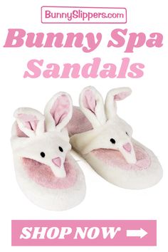 Put a bounce in your step with these adorable Bunny Spa Sandals. With fully cushioned footbeds, these slippers provide the ultimate luxury, and the flip flop design makes them a perfect slipper for warmer weather. The ears are fully posable, so you can customize the look.Made with soft pink terry footbeds, embroidered details, whiskers, molded non-slip soles, and cotton ball tails. Fuzzy Bunny Slippers, Early 2000s Fashion Trends, Rabbit Slippers, Gag Gifts Christmas, Comfortable Flip Flops, Best Slippers