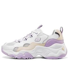 (WMNS) Skechers D'Lites 3.0 low running Shoes GS White/Purple 896008-WLV (SNKR/Casual/Low Top/Women's) Lavender Lace-up Sporty Sneakers, Purple Lace-up Running Shoes For Jogging, Sporty Purple Lace-up Running Shoes, Purple Lace-up Running Shoes For Sports, Purple Lace-up Sneakers For Light Sports, Purple Breathable High-top Running Shoes, Purple High-top Breathable Running Shoes, High-top Breathable Purple Running Shoes, Purple Breathable Lace-up Sneakers