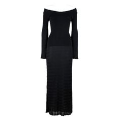 Azzedine Alaia black knit maxi stretch dress, long sleeves flared cuffs and flare skirt, zipper closure. Can be worn off shoulder or dancer neckline. Size 38 FR. Measurements: Shoulders 31cm Chest 34cm Waist 29cm Length 147cm Azzedine Alaia, Skirt Zipper, Dress Long Sleeves, Flared Dress, Stretch Dress, Black Knit, Flare Skirt, Dress Long, Flare Dress