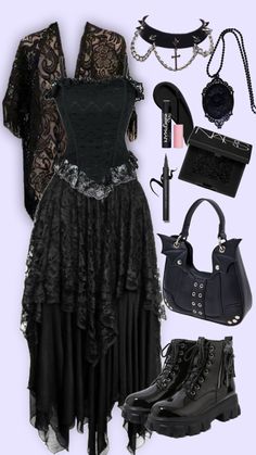 Gothic Style Outfit, Gothic Aesthetic Outfit, Outfit Shuffles, Dressy Casual Outfits, Alt Outfits, Gothic Aesthetic, Swaggy Outfits, Aesthetic Outfit, Gothic Outfits