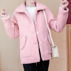 Pink Faux Fur Winter Jacket (Beautiful) Chic Pink Fur Coat For Spring, Chic Pink Spring Fur Coat, Pink Winter Outerwear With Faux Fur Lining, Pink Spring Outerwear With Faux Fur Lining, Pink Faux Fur Lined Spring Outerwear, Pink Faux Fur Lined Winter Outerwear, Trendy Pink Fur Coat For Fall, Pink Winter Outerwear With Pockets, Pink Faux Fur Lined Coat For Winter