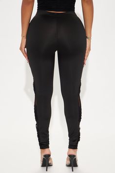 Available In Black. Legging High Rise Elastic Waist Mesh Cut Out Stretch 29" Inseam Self: 80% Polyester 20% Spandex Contrast: 95% Polyester 5% Spandex Imported | Heartbreaker Moves Mesh Cut Out Legging in Black size Small by Fashion Nova Black Moisture-wicking Nylon Yoga Pants, Black Nylon Yoga Bottoms, Black Nylon Bottoms For Yoga, Black Stretch Nylon Yoga Pants, Fitted Activewear For Yoga With Elastic Side Panels, Black Nylon Tights For Yoga, Stretch Mesh Athleisure Pants, Black Nylon Workout Leggings, Sporty Black Mesh Tights