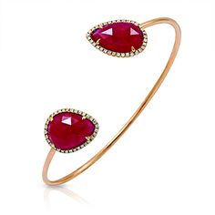 Type: Bangle Wearable Length: 6.5" Top Width:14.6 Mm Metal: Rose Gold Metal Purity: 14kband Width:1.5 Mm Hallmarks: 14k Total Weight: 7.3 Grams Stone Type: 12.45 Ct Natural Ruby 0.35 Ct Si1 G Diamonds Condition: New Stock Number: Np124 Elegant Ruby Bangle With 17 Jewels, Formal Yellow Gold Ruby Bangle, Elegant Yellow Gold Ruby Bangle, Elegant Red Cuff Bracelet For Formal Occasions, Elegant Red Round Cuff Bracelet, 14k Gold Gemstone Bangle Fine Jewelry, Rose Gold Bangle, Fine Jewelry Bracelets, Gold Bangle