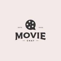 the movie chat logo is shown in black and white, with a speech bubble above it