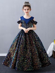 Prince Dress, Champagne Ball Gown, Bow Beads, Sequin Flower Girl Dress, Lace Sash, Girls Dresses Diy, African Dresses For Kids, Long Formal Gowns