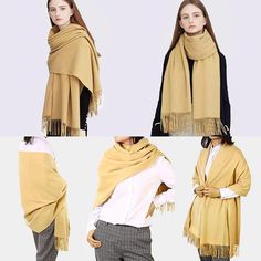 Accessories Beige Wrap Shawl For Winter, Fall Wrap Shawl Scarf, Fall Shawl Wrap, Beige Pashmina Shawl For Fall, Fall Beige Pashmina Shawl, Solid Color Shawl Scarf One Size, Solid Color Winter Shawl, Beige Pashmina Shawl For Winter, Solid Color Winter Shawl Wrap