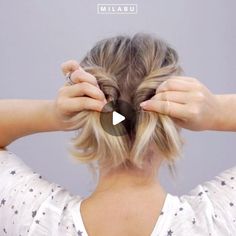 Cute Messy Updos For Short Hair, Cute Up Do Hairstyles For Short Hair, Messy Double Buns Tutorial, Med Hair Updos Easy, Messy Crossover Ponytail, Double Buns Short Hair, Up So Short Hair