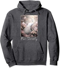 Amazon.com: Beautiful White Peacock & Pink Flowers in Pure Serenity Pullover Hoodie : Clothing, Shoes & Jewelry Pink Blossom, Soft Pink, Shoes Jewelry, Pink Flowers, Top Styles