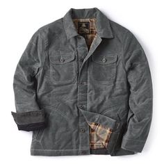 A burly, heavyweight work jacket that’s quilted and flannel-lined for warmth and comfort Classic Cotton Quilted Jacket For Fall, Utility Outerwear With Corduroy Collar For Outdoor, Unstructured Winter Shacket With Pockets, Unstructured Winter Shacket With Patch Pockets, Rugged Long Sleeve Utility Jacket For Hunting, Fall Hunting Outerwear With Patch Pockets, Rugged Cotton Outerwear For Outdoor, Classic Cotton Quilted Jacket For Work, Classic Winter Shacket For Outdoor