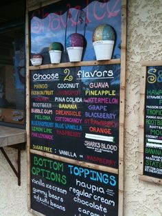 the menu for an ice cream shop on pinterest stave, food truck and restaurant