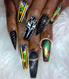 Panthers Nails, Black Nail Art, Inspired Nails, White Nail Art, White Nail Designs, Nails Black, Instagram Nails, Fabulous Nails, Dope Nails