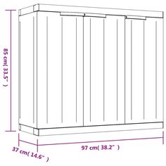 the measurements for an outdoor storage unit with doors and sides, shown from the side