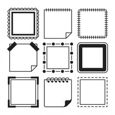 a set of square and rectangle shapes with dotted lines in the middle, each one being drawn by hand