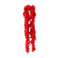 a red feather boa on a white background