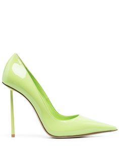 apple green calf leather high-shine finish pointed toe branded insole high stiletto heel Apres Ski Boots, Elegant Sandals, Shoe Crafts, Apres Ski, Ski Boots, Boot Bag, Apple Green, Leather Pumps, Stiletto Heel