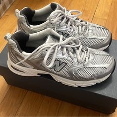 Worn Twice And In Excellent Condition. Shoes New Balance, New Balance Shoes, New Balance, Size 6, Women Shoes, Silver, Women Shopping, White, Color