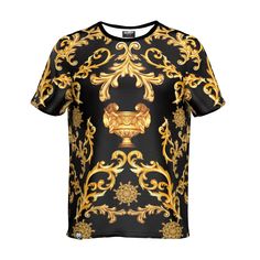 Baroque T-Shirt – Fresh Hoods Fresh Hoods, Color Rubio, Short Sleeve Tops Casual, Black Zip Ups, 3d T Shirts, Big And Tall, Sports Shirts, 3d Print, Mens Tees