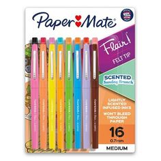 paper mate pens are lined up in a package