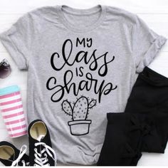 Multiple Sizes Custom Made Shirts Gray Shirt With Htv Vinyl Lettering Teacher Shirts Vinyl, Teacher Tshirt Ideas, Teacher Preschool, Custom Tee Shirt, Custom Tee Shirts, Custom Made Shirts, Custom Tee, Gray Shirt, Htv Vinyl