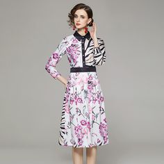 F00150032-104 White Long Sleeve Dress With Floral Print For Spring, Chic Long Shirt Dress For Spring, Elegant Long Shirt Dress For Spring, Spring Fit And Flare Maxi Dress With Long Sleeves, Pink Long Sleeve Midi Dress For Spring, Pink Midi Length Long Sleeve Dress For Spring, Elegant Long Sleeve Floral Dress For Day Out, A-line Shirt Dress For Dress Down Days In Spring, Floral Print Long Sleeve Fit And Flare Dress