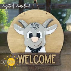 Introducing our Goat door hanger SVG - an interchangeable round sign that can be used with or without the seasonal add-ons! Please check the preview images of this welcome sign svg and contact me if you need more information.*** THIS LISTING IS FOR THE BASE FILE ONLY (THE SIGN AND THE GOAT). SEASONAL AND OTHER ADD-ONS ARE SOLD SEPARATELY***The base file comes as you see it on the first preview image - with the backer (a round with a plate at the bottom and the word Welcome - you can change the word with your own text if you prefer). You can check this VIDEO for some details regarding the assembling of the base file.The goat consists of two layers - the back piece contains the slot for the add-ons and the head is the second layer. Click HERE to get the add-ons. This interchangeable sign doe Goat Svg, Door Sign Svg, Door Hanger Svg, Farmhouse Svg, Round Door, Winter Love, Different Seasons, Back Pieces, Sign Svg