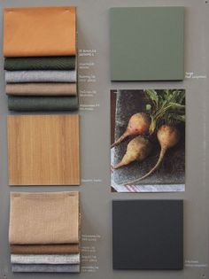 several different shades of fabric on the wall