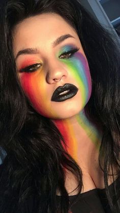 Derby Makeup, Lgbtq Makeup, Rainbow Eye Makeup, Media Makeup, Makeup 101, Pride Makeup, Drag Makeup, Rainbow Makeup