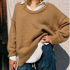 Free People Oversized Pullover Sweater . Cozy Sweater With A Slouchy Drop Shoulder Silhouette. Scoop Neck Long Sleeves Hand Wash Dry Flat Measurements Upon Request Bin F Please Don’t Remove Tags In Case Of Return White Chunky Knit Sweater, Oversized Pullover Sweaters, Oversized Striped Sweater, Free People Cardigan, Waffle Knit Sweater, Black Knit Sweater, Oversized Knitted Sweaters, Oversized Pullover, Cozy Sweater