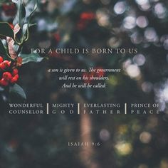 a christmas card with the words for a child is born to us and berries are still on the branch