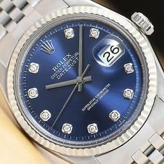 ROLEX MENS DATEJUST BLUE DIAMOND DIAL 18K WHITE GOLD & STEEL WATCH w/ ROLEX BAND | eBay Rolex Blue, Mens Rolex, Rolex Diamond, Stainless Steel Bracelet Men, Seiko 5 Sports, Rolex Men, Rolex Models, Rolex Watch, Men's Watches