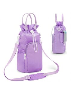 Morado  Collar  Poliéster   Embellished Water Bottle Bags, Water Bottle Sling, 40 Oz Tumbler With Handle, Water Bottle Pouch, Drink Carrier, Bottle Sling, Crossbody Bag Pattern, Water Bottle Carrier, Water Bottle Bag