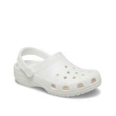 Crocs-Classic Glitter Clog Glam up your casual look in the Crocs Classic glitter clog. It features ventilation ports on the gleaming upper to keep the water out and Iconic Crocs Comfort technology that provides flexible, 360-degree comfort all day long. Preppy Croc Gibbets, White Slip-resistant Clogs For Summer, Casual White Slip-resistant Sandals, White Slip-on Synthetic Clogs, White Slip-resistant Clogs For The Beach, Casual White Synthetic Clogs, White Clogs, White Crocs, Xmas Wishlist