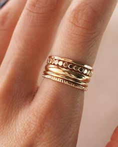 Stacking Rings Set Dainty Rings Gold Filled Stacking Rings Gold Filled Round Rings R1346 - Etsy Gold Ring Stack Aesthetic, Ring Combos, Jewelry Must Haves, Simple Gold Hoop Earrings, Stacking Rings Gold, Classic Jewelry Pieces, Classic Jewellery, Rings Stacking, Mixed Metal Rings