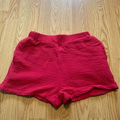 Reddish Pink Color, Are Size Xs But Fits Xs-S, Never Worn Red Cotton Shorts For Day Out, Trendy Red Shorts For Beach, Trendy Red Shorts For Day Out, Red Summer Shorts With Pockets, Red Cotton Beach Bottoms, Red Shorts For Summer Loungewear, Red Cotton Bottoms For Day Out, Casual Red Shorts For Day Out, Red Summer Loungewear Bottoms