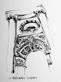 a black and white drawing of a chair