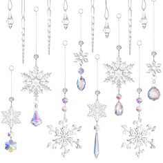 PRICES MAY VARY. Package content: this package comes with 8 pieces of Christmas snowflake ornaments and 8 pieces of acrylic icicle decorations, rich content and ideal combination to meet your use and replacement needs Exquisite design: these crystal christmas ornaments can reflect clearly, which are designed with nice workmanship, exquisite and beautiful, these decorations will catch different of lights on your Christmas tree and bring with you a nice suing effect Reliable material: these crysta Christmas Snowflakes Decorations, Crystal Christmas Tree, Crystal Christmas, Crystal Snowflakes, Jewelry Making Kits, Snowflake Decorations, Jewelry Making Kit, Crystal Ornament, Crystal Suncatchers