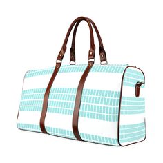 Aqua Checks Modern Waterproof Travel Bag/Small (Model 1639) | ID: D3698176 Waterproof Travel Bag, Cosmetic Case, Waterproof Fabric, Small Bags, Travel Bag, Gym Bag, Duffle Bag, Checks