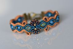 Handmade Soutache Bracelet ∙ Beaded ∙ Brown-Blue ∙ Perfect Gift for Her ∙ by nikuske by nikuske on Etsy My Imagination, Bracelet Beaded, Bohemian Jewelry