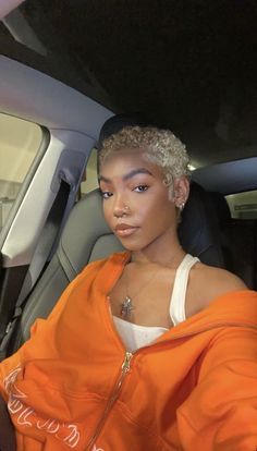 Short Blonde On Black Women, Bald Natural Hair Styles Black Women, 613 Short Hair Black Women, Waves On Black Women Short Hair, Low Cut Black Woman, Big Chop Dyed Hair, Blonde Low Cut Black Women, Blonde Short Cut For Black Women, Fade On Black Women