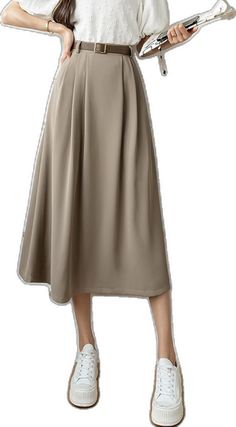 Stretch A-line Skirt For Work, Elegant Non-stretch Flared Pleated Skirt, Elegant Non-stretch Pleated Flared Skirt, Stretch A-line Skirt In Solid Color, Pleated A-line Dress With Relaxed Skirt, Stretch Midi Length Pleated Skirt For Work, Stretch Midi-length Pleated Skirt For Workwear, Stretch Solid Color Midi Skirt, Elegant Non-stretch Knee-length Pleated Skirt