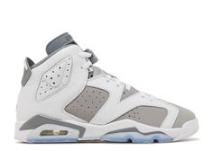 Air Jordan 6 Retro GS 'Cool Grey' - Air Jordan - 384665 100 - white/medium grey/cool grey | Flight Club Air Jordans 6 Retro, Jordan 6s Cool Grey Outfits, Jordan 6 Retro Outfit, Cool Grey 6s, Gray Jordans, Gray And White Jordans, Jordans 6, Air Jordan Retro 6, Summer Collection Men