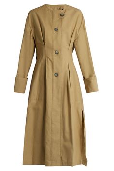 Butterick Dress Patterns, Long Coat Outfit, Collarless Coat, Beige Trench Coat, Trench Coat Style, Khaki Fashion, Perfect Style