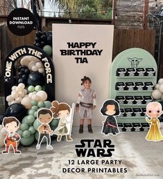 12 STAR WARS Cutout Decor Kids Birthday Party Large Printable Decoration Force Awakens Rey Snoke Kylo Ren Lawn Sign Photobooth Photo Booth - Etsy Star Wars Boy Birthday, Star Wars Rey Birthday Party Ideas, Star Wars Themed Birthday Party Target, Rey Birthday Party Star Wars, Star Wars Lego Party Decorations, Star Wars Slumber Party, Stars Wars Birthday Party, Star Wars Party Decorations Birthdays, Star Wars 3rd Birthday Party