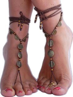 Hippie Sandals, Jewelry Hippie, Sandals Beach, Brown Leather Sandals, Yoga Accessories, Toe Ring, Foot Jewelry, Dark Brown Leather, Toe Rings