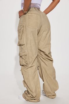 Available In Khaki. Cargo Pant High Rise Button & Zip Closure Wide Leg Oversized Fit Non Stretch Distressed Wash Effect Windbreaker Fabric 65% Cotton 35% Nylon Imported | Talk It Up Oversized Distressed Washed Cargo Pant in Khaki size Small by Fashion Nova Women Talk, Khaki Fashion, Cargo Pant, Oversized Fits, Fashion Nova, Wide Leg, High Rise, Size Medium, Size Small