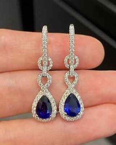 ad eBay - 3.82Ct Pear Cut Natural Blue Sapphire Diamond Earring Stud 14K Real White Gold - Buy Now, click the link (eBay) Earring Stud, Blue Sapphire Diamond, Diamond Earring, Natural Blue Sapphire, Fine Earrings, Fine Jewellery Earrings, Sapphire Diamond, Pear Cut, Diamond Clarity