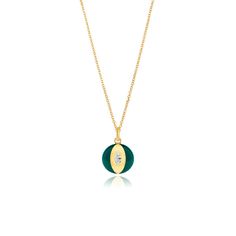 Terra Nova - Green Enamel and Diamond Petite Necklace Necklace Terra Nova Globe Necklace, Petite Necklace, Terra Nova, Sense Of Self, 18k Gold Chain, Gold And Green, Global Citizen, Globe Pendant, Marquise Diamond