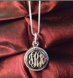 This Monogrammed Sterling Silver Pendant Necklace with 16, 18 or 20 Inch Chain is a great gift that will last a lifetime. Personalized for that special friend or loved one. -This Pendant and chain are pure sterling silver. Is about the size of a dime. 16 MM (Not Silver Plated) -Choose Chain length (box Chain)16 or 18 inch or 20 Inch 😊Checkout our website at SMITHWRIGHTCOSTERLING.COM 🔴IMPORTANT INSTRUCTIONS🔴 -Please list your initials in the order of FIRST name LAST name MIDDLE name Thank you Silver Monogram Charm Necklace For Anniversary, Anniversary Monogram Charm Necklace, Classic Silver Charm Necklaces For Personalized Gifts, Classic Silver Charm Necklace For Personalized Gift, Round Initials Jewelry Keepsake, Round Jewelry With Initials For Keepsake, Silver Round Pendant Necklace For Anniversary, Silver Monogram Jewelry For Anniversary Gift, Monogram Ring